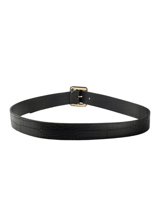 Classic Croc Embossed Black Leather Belt Sz L Old Money Career Minimalist main image 5